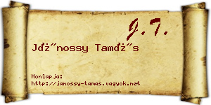 Jánossy Tamás névjegykártya